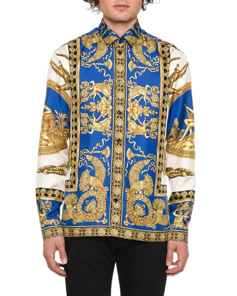 versace shirt men blue